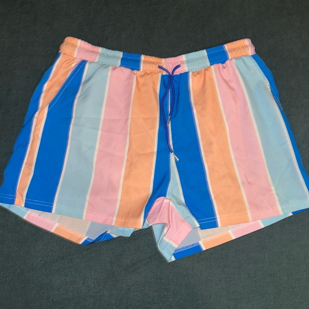 Colorful Striped Men's Swim Trunks